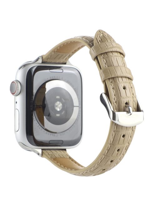 Crocodile Texture Leather Strap Strap for Apple Watch Series 10 42mm / 9 8 7 41mm / SE (2023) SE (2022) SE 6 5 4 40mm / 3 2 1 38mm Wrist Band - Khaki