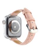 Crocodile Texture Leather Strap Strap for Apple Watch Series 10 42mm / 9 8 7 41mm / SE (2023) SE (2022) SE 6 5 4 40mm / 3 2 1 38mm Wrist Band - Pink