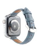 Crocodile Texture Strap for Apple Watch 10 46mm / Ultra 2 / Ultra 49mm / 9 8 7 45mm / SE (2023) SE (2022) SE 6 5 4 44mm / 3 2 1 42mm Leather Band - Blue