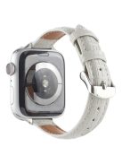 Crocodile Texture Strap for Apple Watch 10 46mm / Ultra 2 / Ultra 49mm / 9 8 7 45mm / SE (2023) SE (2022) SE 6 5 4 44mm / 3 2 1 42mm Leather Band - Light Grey