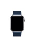 Cross Texture Genuine Leather Smart Watch Strap Replacement for Apple Watch Series 10 46mm / Ultra 2 Ultra 49mm / 9 8 7 45mm / SE (2023) SE (2022) SE 6 5 4 44mm / 3 2 1 42mm - Dark Blue