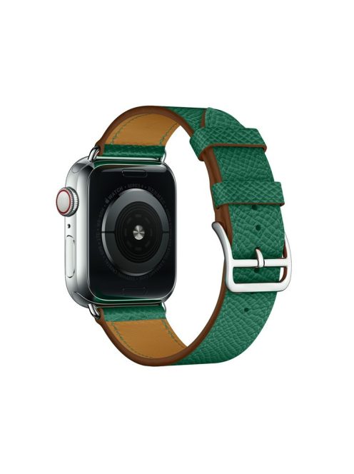 Cross Texture Genuine Leather Smart Watch Strap Replacement for Apple Watch Series 10 46mm / Ultra 2 Ultra 49mm / 9 8 7 45mm / SE (2023) SE (2022) SE 6 5 4 44mm / 3 2 1 42mm - Green