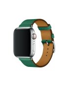 Cross Texture Genuine Leather Smart Watch Strap Replacement for Apple Watch Series 10 46mm / Ultra 2 Ultra 49mm / 9 8 7 45mm / SE (2023) SE (2022) SE 6 5 4 44mm / 3 2 1 42mm - Green