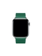 Cross Texture Genuine Leather Smart Watch Strap Replacement for Apple Watch Series 10 46mm / Ultra 2 Ultra 49mm / 9 8 7 45mm / SE (2023) SE (2022) SE 6 5 4 44mm / 3 2 1 42mm - Green