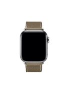 Cross Texture Genuine Leather Smart Watch Strap Replacement for Apple Watch Series 10 46mm / Ultra 2 Ultra 49mm / 9 8 7 45mm / SE (2023) SE (2022) SE 6 5 4 44mm / 3 2 1 42mm - Grey