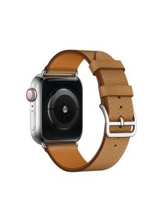   Cross Texture Genuine Leather Smart Watch Strap Replacement for Apple Watch Series 10 46mm / Ultra 2 Ultra 49mm / 9 8 7 45mm / SE (2023) SE (2022) SE 6 5 4 44mm / 3 2 1 42mm - Light Brown