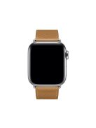 Cross Texture Genuine Leather Smart Watch Strap Replacement for Apple Watch Series 10 46mm / Ultra 2 Ultra 49mm / 9 8 7 45mm / SE (2023) SE (2022) SE 6 5 4 44mm / 3 2 1 42mm - Light Brown