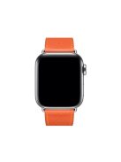 Cross Texture Genuine Leather Smart Watch Strap Replacement for Apple Watch Series 10 46mm / Ultra 2 Ultra 49mm / 9 8 7 45mm / SE (2023) SE (2022) SE 6 5 4 44mm / 3 2 1 42mm - Orange