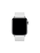 Cross Texture Genuine Leather Smart Watch Strap Replacement for Apple Watch Series 10 46mm / Ultra 2 Ultra 49mm / 9 8 7 45mm / SE (2023) SE (2022) SE 6 5 4 44mm / 3 2 1 42mm - White