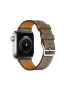 Cross Texture Genuine Leather Smart Watch Wristband for Apple Watch Series 10 42mm / 9 8 7 41mm / SE (2023) SE (2022) SE 6 5 4 40mm / 3 2 1 38mm - Grey