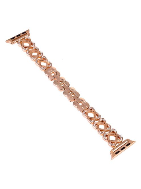 Crossed Ring Watch Strap for Apple Watch Series 10 42mm / 9 8 7 41mm / 6 5 4 SE (2022) SE (2023) SE 40mm / 3 2 1 38mm Zinc Alloy Wrist Band - Rose Gold