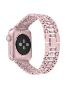 Crystal Rhinestone Decor Stainless Steel Watchband Watch Strap for Apple Watch Series 10 42mm / 9 8 7 41mm / SE (2023) SE (2022) SE 6 5 4 40mm / 3 2 1 38mm - Pink