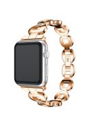 Diamonds Decor Loop Links Watch Strap Replacement for Apple Watch Series 10 42mm / 9 8 7 41mm / SE (2023) SE (2022) SE 6 5 4 40mm / 3 2 1 38mm - White Diamonds / Rose Gold