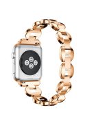 Diamonds Decor Loop Links Watch Strap Replacement for Apple Watch Series 10 42mm / 9 8 7 41mm / SE (2023) SE (2022) SE 6 5 4 40mm / 3 2 1 38mm - White Diamonds / Rose Gold