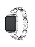 Diamonds Decor Loop Links Watch Strap Replacement for Apple Watch Series 10 42mm / 9 8 7 41mm / SE (2023) SE (2022) SE 6 5 4 40mm / 3 2 1 38mm - White Diamonds / Silver