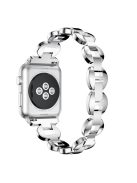 Diamonds Decor Loop Links Watch Strap Replacement for Apple Watch Series 10 42mm / 9 8 7 41mm / SE (2023) SE (2022) SE 6 5 4 40mm / 3 2 1 38mm - White Diamonds / Silver