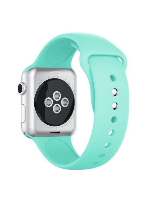 Double Buckle Soft Silicone Sport Watch Band for Apple Watch Series 10 46mm / Ultra 2 Ultra 49mm / 9 8 7 45mm / SE (2023) SE (2022) SE 6 5 4 44mm / 3 2 1 42mm - Cyan