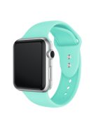 Double Buckle Soft Silicone Sport Watch Band for Apple Watch Series 10 46mm / Ultra 2 Ultra 49mm / 9 8 7 45mm / SE (2023) SE (2022) SE 6 5 4 44mm / 3 2 1 42mm - Cyan