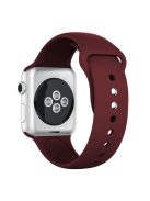 Double Buckle Soft Silicone Sport Watch Band for Apple Watch Series 10 46mm / Ultra 2 Ultra 49mm / 9 8 7 45mm / SE (2023) SE (2022) SE 6 5 4 44mm / 3 2 1 42mm - Wine Red