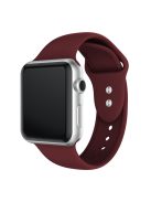 Double Buckle Soft Silicone Sport Watch Band for Apple Watch Series 10 46mm / Ultra 2 Ultra 49mm / 9 8 7 45mm / SE (2023) SE (2022) SE 6 5 4 44mm / 3 2 1 42mm - Wine Red