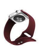 Double Buckle Soft Silicone Sport Watch Band for Apple Watch Series 10 46mm / Ultra 2 Ultra 49mm / 9 8 7 45mm / SE (2023) SE (2022) SE 6 5 4 44mm / 3 2 1 42mm - Wine Red