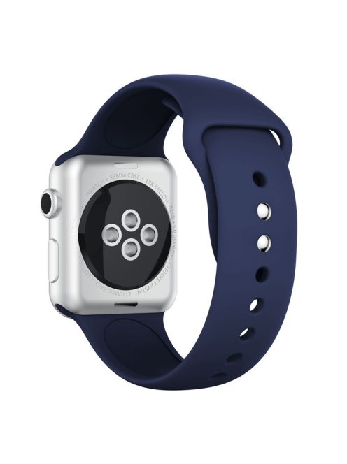 Double Buckle Soft Silicone Sport Watch Bracelet for Apple Watch Series 10 42mm / 9 8 7 41mm / SE (2023) SE (2022) SE 6 5 4 40mm / 3 2 1 38mm - Dark Blue