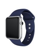 Double Buckle Soft Silicone Sport Watch Bracelet for Apple Watch Series 10 42mm / 9 8 7 41mm / SE (2023) SE (2022) SE 6 5 4 40mm / 3 2 1 38mm - Dark Blue