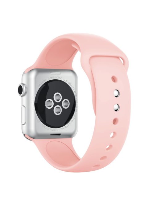 Double Buckle Soft Silicone Sport Watch Bracelet for Apple Watch Series 10 42mm / 9 8 7 41mm / SE (2023) SE (2022) SE 6 5 4 40mm / 3 2 1 38mm - Pink