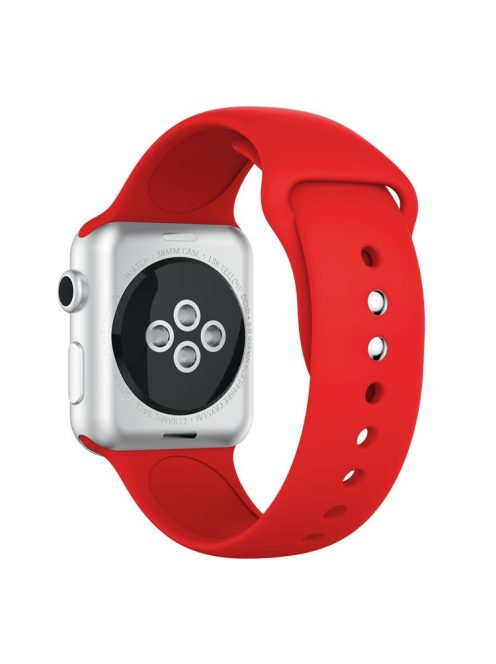 Double Buckle Soft Silicone Sport Watch Bracelet for Apple Watch Series 10 42mm / 9 8 7 41mm / SE (2023) SE (2022) SE 6 5 4 40mm / 3 2 1 38mm - Red