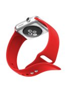 Double Buckle Soft Silicone Sport Watch Bracelet for Apple Watch Series 10 42mm / 9 8 7 41mm / SE (2023) SE (2022) SE 6 5 4 40mm / 3 2 1 38mm - Red