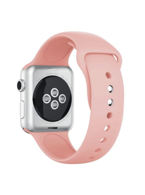 Double Buckle Soft Silicone Sport Watch Bracelet for Apple Watch Series 10 42mm / 9 8 7 41mm / SE (2023) SE (2022) SE 6 5 4 40mm / 3 2 1 38mm - Rose Gold