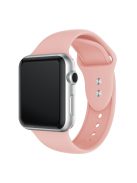 Double Buckle Soft Silicone Sport Watch Bracelet for Apple Watch Series 10 42mm / 9 8 7 41mm / SE (2023) SE (2022) SE 6 5 4 40mm / 3 2 1 38mm - Rose Gold