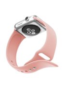 Double Buckle Soft Silicone Sport Watch Bracelet for Apple Watch Series 10 42mm / 9 8 7 41mm / SE (2023) SE (2022) SE 6 5 4 40mm / 3 2 1 38mm - Rose Gold