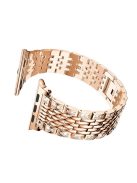 Double Row Rhinestone Decorative Watchband Metal Smart Watch Strap for Apple Watch Series 10 46mm / Ultra 2 Ultra 49mm / 9 8 7 45mm / SE (2023) SE (2022) SE 6 5 4 44mm / 3 2 1 42mm -Rose Gold