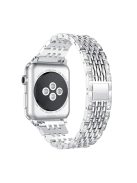 Double Row Rhinestone Decorative Watchband Metal Smart Watch Strap for Apple Watch Series 10 46mm / Ultra 2 Ultra 49mm / 9 8 7 45mm / SE (2023) SE (2022) SE 6 5 4 44mm / 3 2 1 42mm -Silver