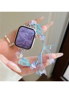 Drawstring Strap for Apple Watch 10 46mm / Ultra 2 / Ultra 49mm / 9 8 7 45mm / SE (2023) SE (2022) SE 6 5 4 44mm / 3 2 1 42mm Color Stone Rope Band - Blue+Purple