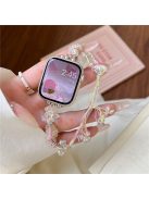 Drawstring Strap for Apple Watch 10 46mm / Ultra 2 / Ultra 49mm / 9 8 7 45mm / SE (2023) SE (2022) SE 6 5 4 44mm / 3 2 1 42mm Color Stone Rope Band - White