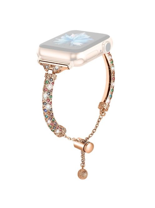 Dressy Bracelet for Apple Watch Series 10 46mm / Ultra 2 Ultra 49mm /  Series 9 8 7 45mm / 6 5 4 SE (2023) SE (2022) SE 44mm / 3 2 1 42mm , Rhinestone Copper Band - Rose Gold / Colorful Rhinestone