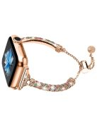 Dressy Bracelet for Apple Watch Series 10 46mm / Ultra 2 Ultra 49mm /  Series 9 8 7 45mm / 6 5 4 SE (2023) SE (2022) SE 44mm / 3 2 1 42mm , Rhinestone Copper Band - Rose Gold / Colorful Rhinestone