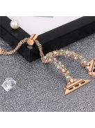 Dressy Bracelet for Apple Watch Series 10 46mm / Ultra 2 Ultra 49mm /  Series 9 8 7 45mm / 6 5 4 SE (2023) SE (2022) SE 44mm / 3 2 1 42mm , Rhinestone Copper Band - Rose Gold / Colorful Rhinestone