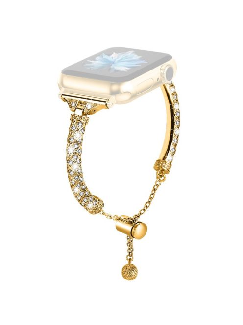 Dressy Bracelet for Apple Watch Series 10 46mm / Ultra 2 Ultra 49mm /  Series 9 8 7 45mm / 6 5 4 SE (2023) SE (2022) SE 44mm / 3 2 1 42mm , Rhinestone Decor Copper Watch Band - Gold