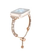 Dressy Bracelet for Apple Watch Series 10 46mm / Ultra 2 Ultra 49mm /  Series 9 8 7 45mm / 6 5 4 SE (2023) SE (2022) SE 44mm / 3 2 1 42mm , Rhinestone Decor Copper Watch Band - Rose Gold