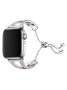 Dressy Jewelry Bangle Stainless Steel Watch Strap for Apple Watch Ultra 49mm / Ultra 2 49mm / Series 9 45mm / SE (2023) 44mm / Series 8 / 7 45mm / Series 6 / SE / SE (2022) / 5 / 4 44mm / Series 1 / 2 / 3 42mm - Silver / Apricot