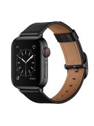 DS Style Genuine Leather Watch Band for Apple Watch Ultra 49mm / Ultra 2 49mm / Series 9 45mm / SE (2023) 44mm / Series 8 / 7 45mm / Series 6 / SE / SE (2022) 44m / 5 / 4 44mm / Series 1 / 2 / 3 42mm - Black