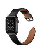 DS Style Genuine Leather Watch Band for Apple Watch Ultra 49mm / Ultra 2 49mm / Series 9 45mm / SE (2023) 44mm / Series 8 / 7 45mm / Series 6 / SE / SE (2022) 44m / 5 / 4 44mm / Series 1 / 2 / 3 42mm - Black