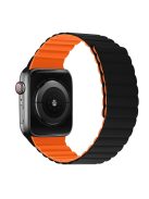 Dual Color Magnetic Silicone Watch Strap Wrist Band for Apple Watch Series 10 46mm / Ultra 2 Ultra 49mm / 9 8 7 45mm / SE (2023) SE (2022) SE 6 5 4 44mm / 3 2 1 42mm - Black / Orange