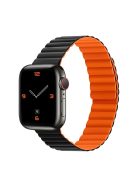 Dual Color Magnetic Silicone Watch Strap Wrist Band for Apple Watch Series 10 46mm / Ultra 2 Ultra 49mm / 9 8 7 45mm / SE (2023) SE (2022) SE 6 5 4 44mm / 3 2 1 42mm - Black / Orange