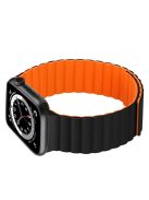 Dual Color Magnetic Silicone Watch Strap Wrist Band for Apple Watch Series 10 46mm / Ultra 2 Ultra 49mm / 9 8 7 45mm / SE (2023) SE (2022) SE 6 5 4 44mm / 3 2 1 42mm - Black / Orange