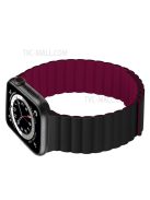 Dual Color Magnetic Silicone Watch Strap Wrist Band for Apple Watch Series 10 46mm / Ultra 2 Ultra 49mm / 9 8 7 45mm / SE (2023) SE (2022) SE 6 5 4 44mm / 3 2 1 42mm - Black / Wine Red