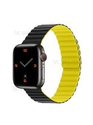 Dual Color Magnetic Silicone Watch Strap Wrist Band for Apple Watch Series 10 46mm / Ultra 2 Ultra 49mm / 9 8 7 45mm / SE (2023) SE (2022) SE 6 5 4 44mm / 3 2 1 42mm - Black / Yellow